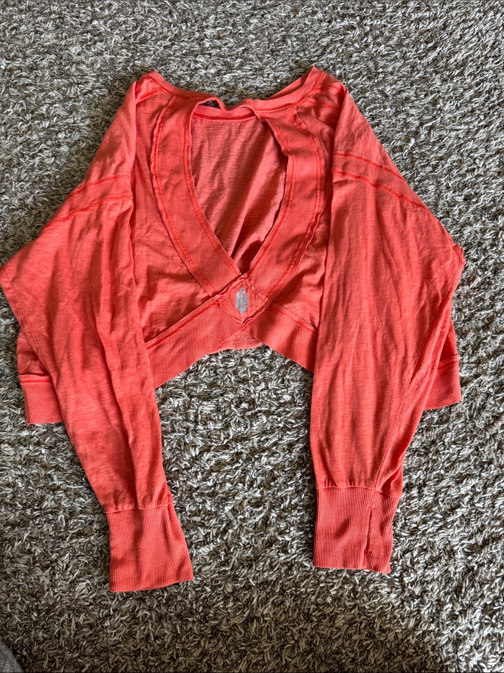 Free People Cropped Open-Back Coral Knit Bolero
